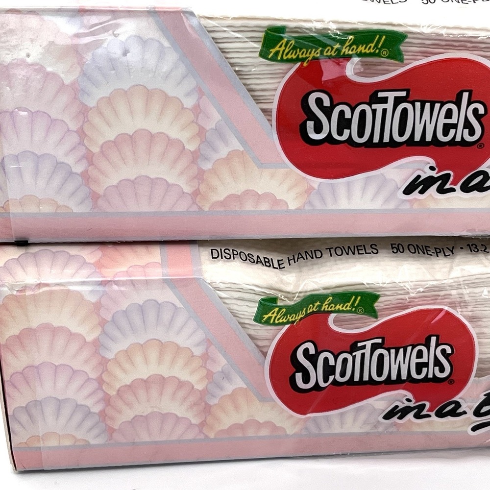 Vintage Scott 1987 Seashell Paper Hand Towel Bathroom Prop Pastel Lot (2)